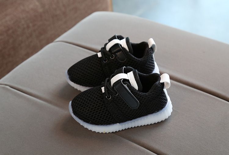 Children's Shoes LED Breathable Light Sports Shoes-Black