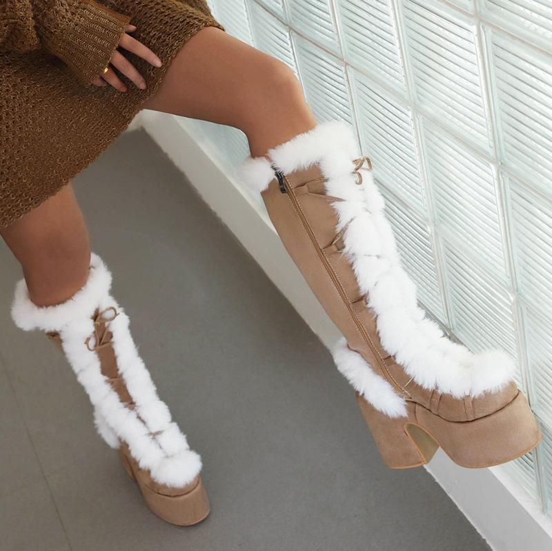 Winter Shoes Woman Zipper Casual Knee Boots