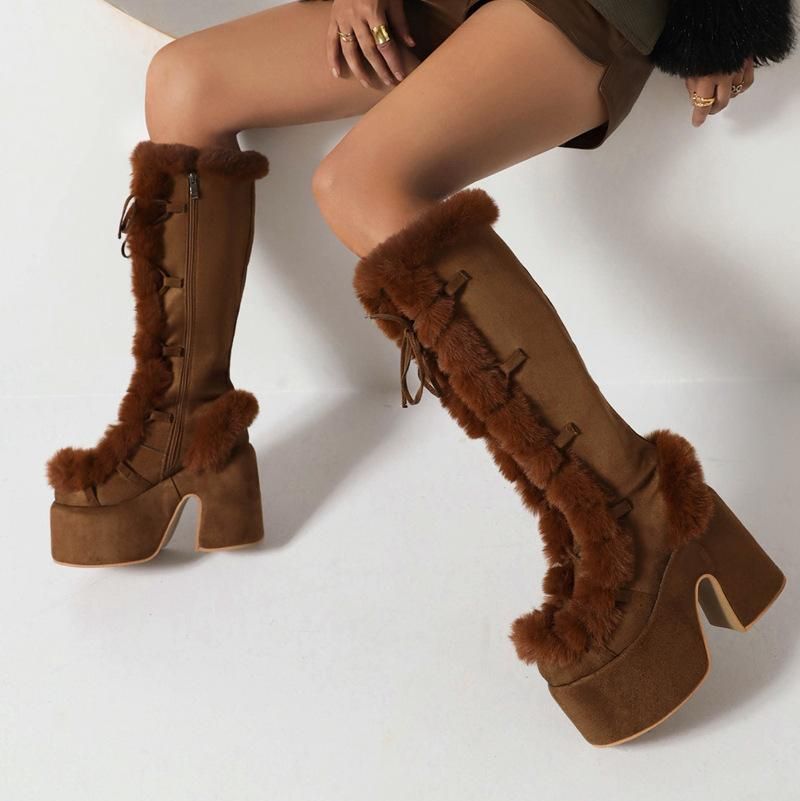 Winter Shoes Woman Zipper Casual Knee Boots