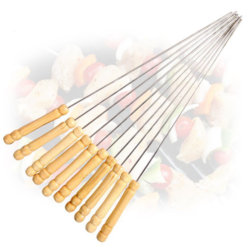 Outdoor Camping 10 Pcs BBQ Barbecue Roasting Needle