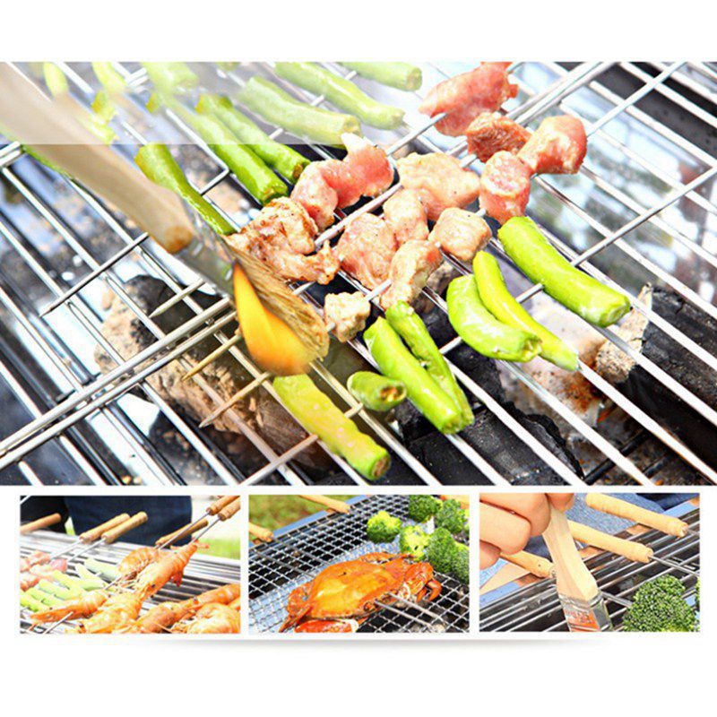 Outdoor Camping 10 Pcs BBQ Barbecue Roasting Needle