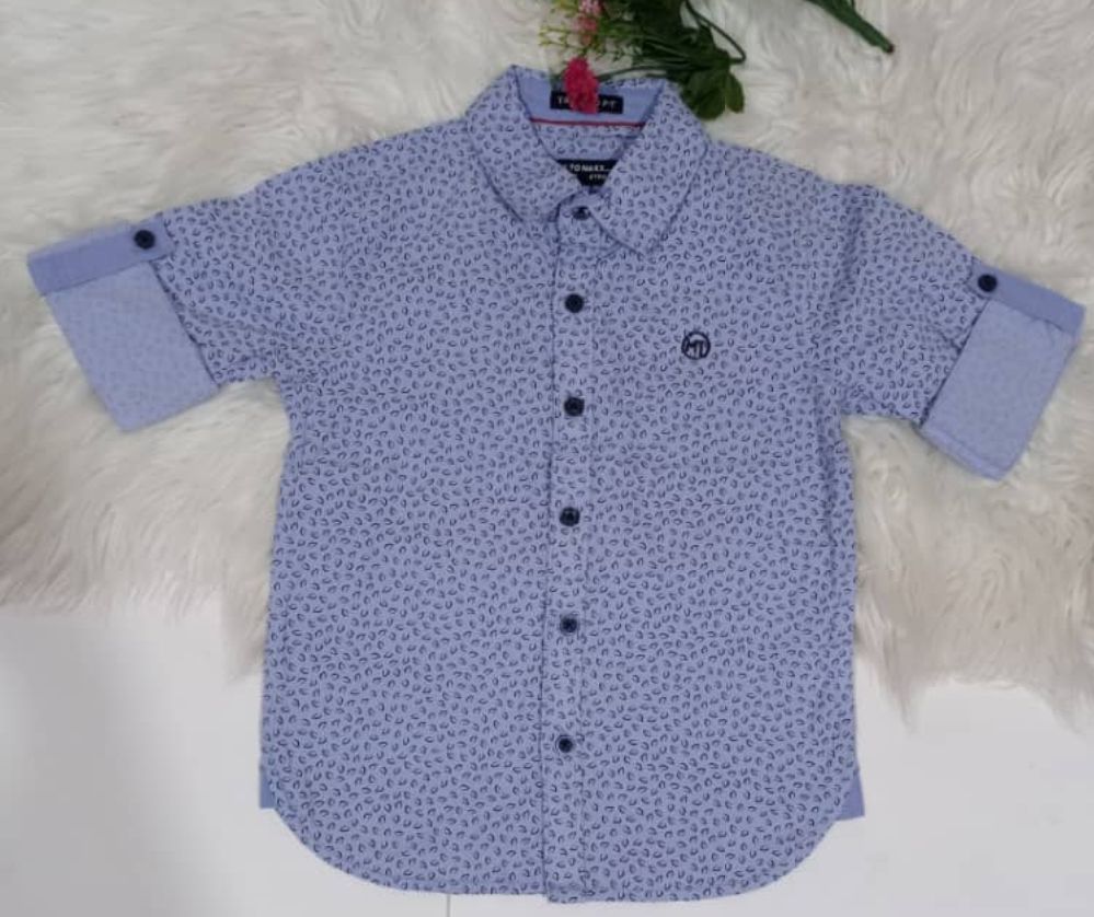 HIGH QUALITY KIDS BOYS TURN UP   SKY BLUE LONG SLEEVE SHIRT.