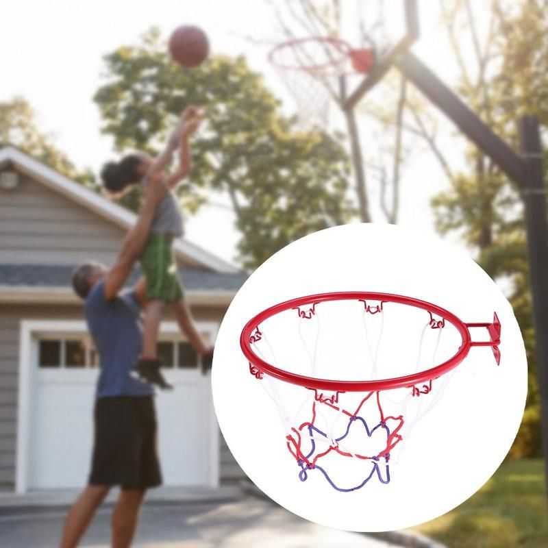 32cm Wall Mounted Basketball Hoop Netting Metal Rim Hanging Basket Basket Ball Wall Rim with Screws Indoor Outdoor Sport
