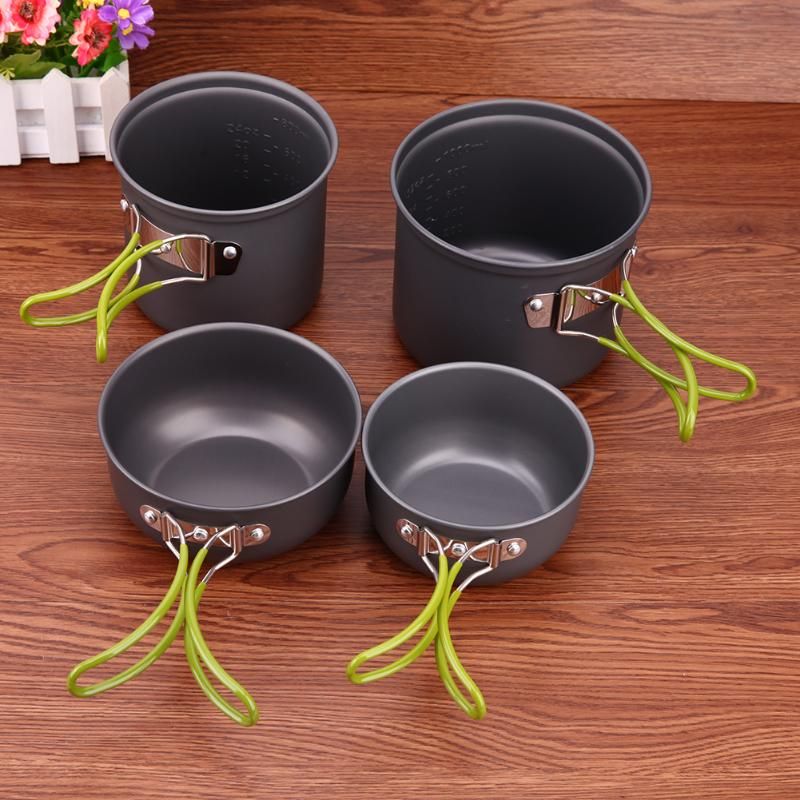 4-in-1 Camping Pot Sets For 2-3 Persons Pots Pans Bowls
