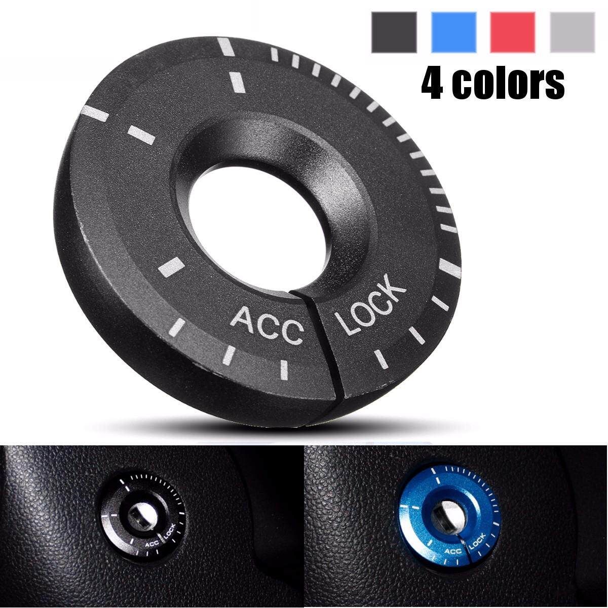 New Aluminum Alloy Car Ignition Key Hole Ring Decor Cover Adhesive For VW Audi Black Black