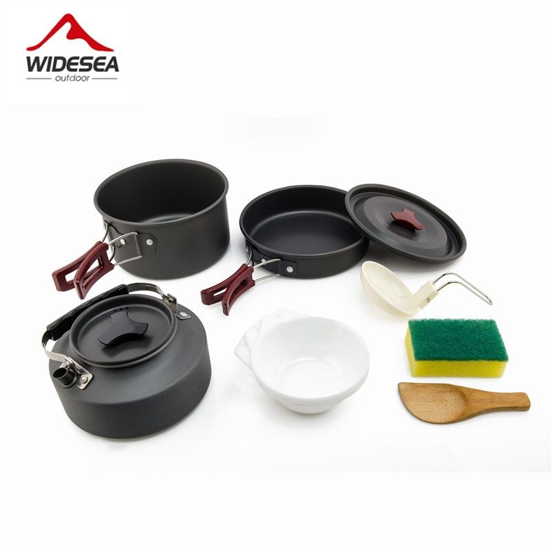 Camping Cookware Set Outdoor Pot Tableware Kit Cooking Water Kettle Pan Travel Cutlery