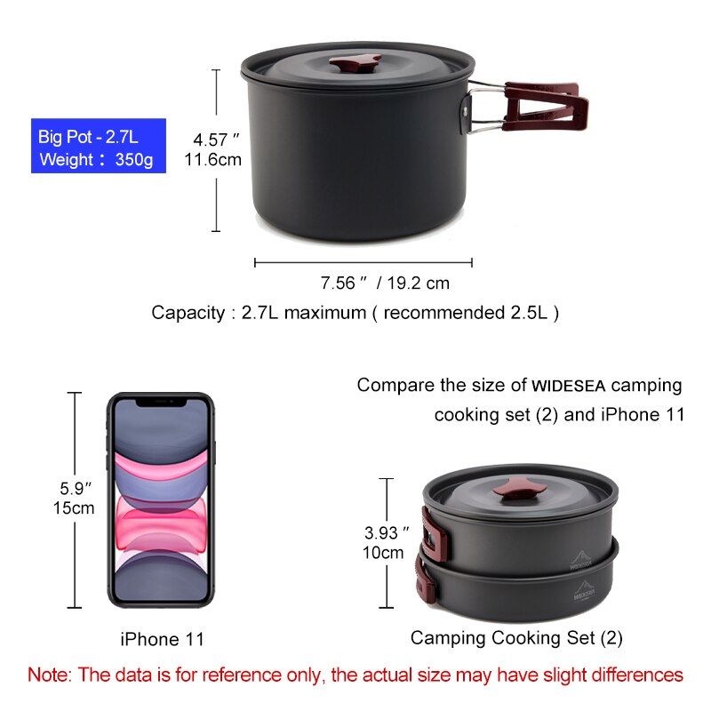 Camping Cookware Set Outdoor Pot Tableware Kit Cooking Water Kettle Pan Travel Cutlery