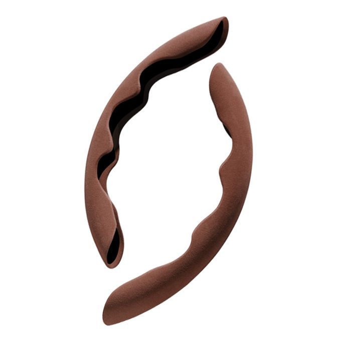 1 Set Anti-Slip Car Steering Wheel Cover Elastic ABS-Brown