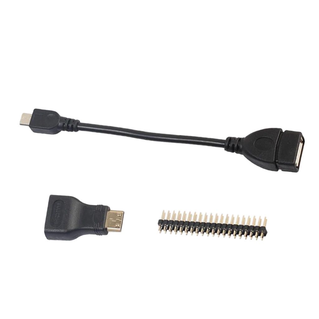 Raspberry Pi Mini HDMI To HDMI Adapter+Micro USB+GPIO Header Cables