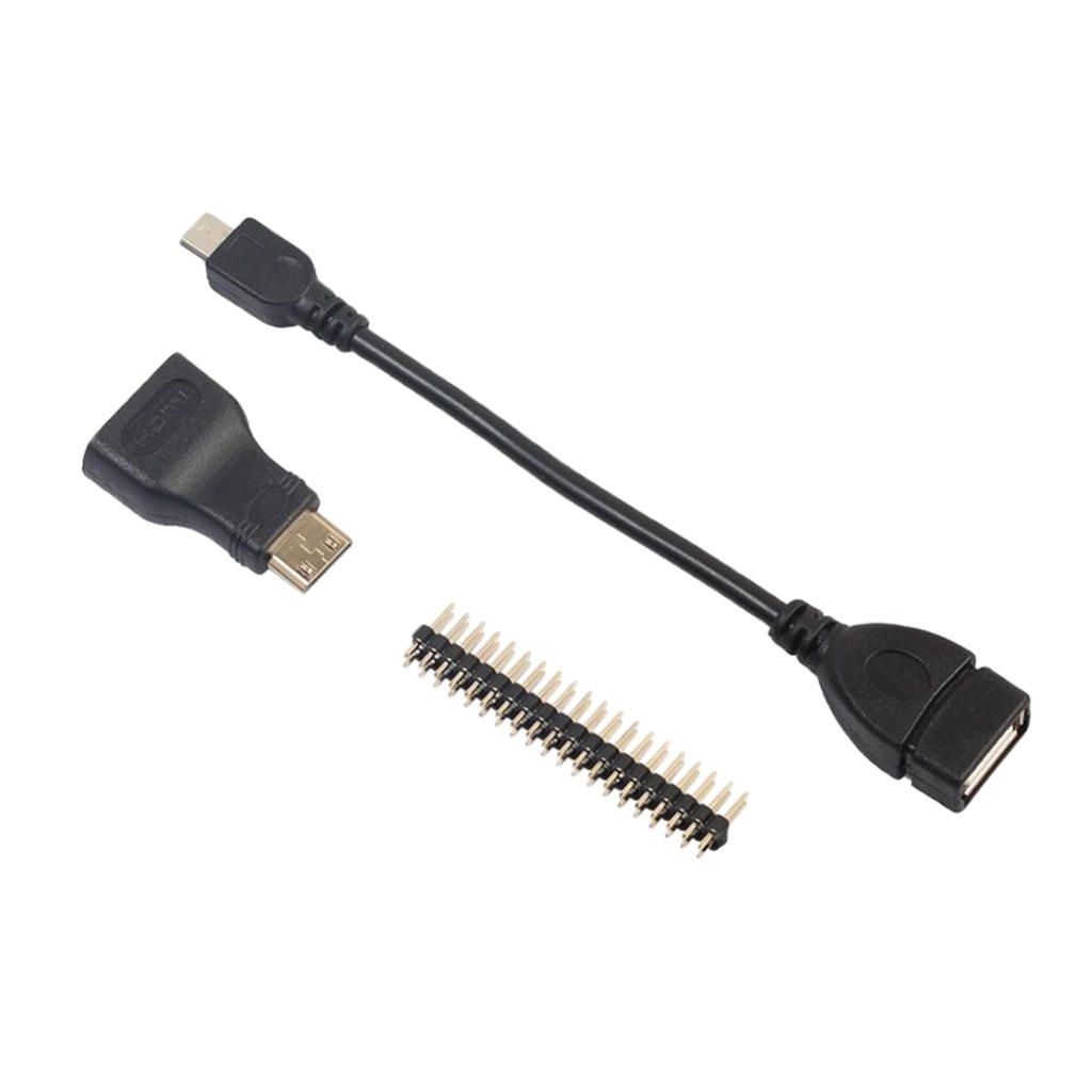 Raspberry Pi Mini HDMI To HDMI Adapter+Micro USB+GPIO Header Cables