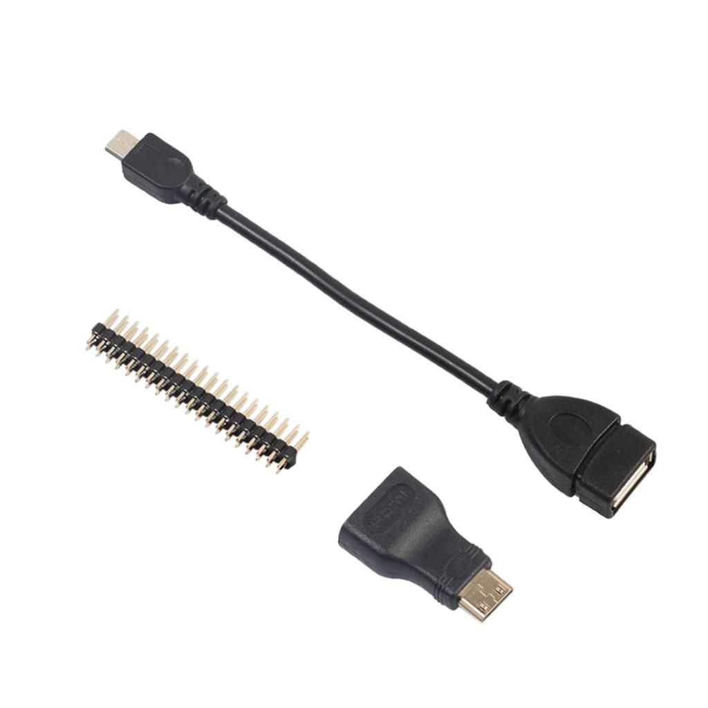 Raspberry Pi Mini HDMI To HDMI Adapter+Micro USB+GPIO Header Cables