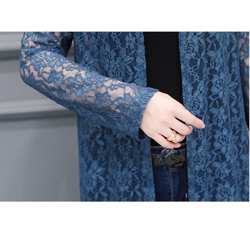 Lace Shawl Tops Women Coat Summer Thin Sun Protection Clothing Femme Loose Female Jacket Mid-Length Cardigan Ladies H1316