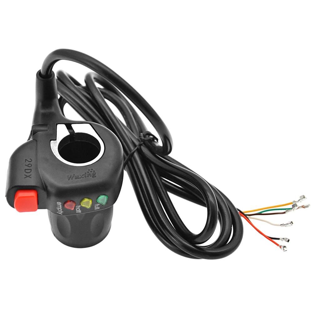 36V/48V Right and Left Electric Bike Handlebar Throttle Grip with Battery Indicator Power Switch Ebike Twist Throttle Handle Thumb Throttle