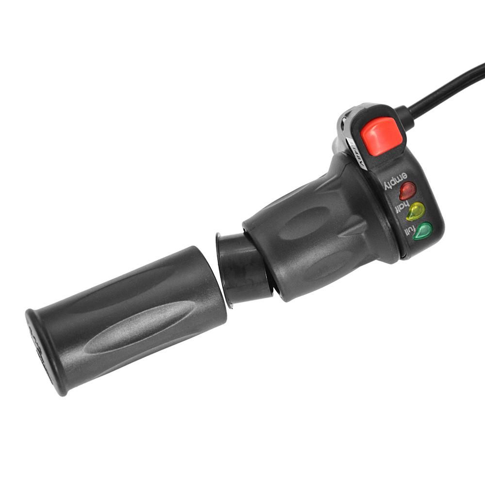 36V/48V Right and Left Electric Bike Handlebar Throttle Grip with Battery Indicator Power Switch Ebike Twist Throttle Handle Thumb Throttle