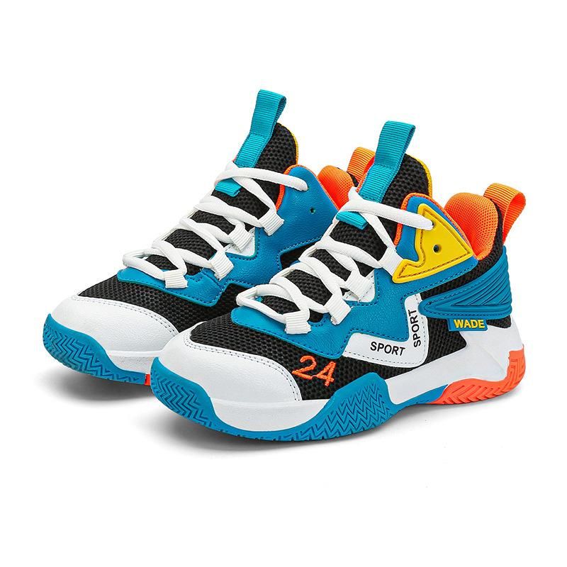 Boys Basketball Shoes Breathable Mesh Sneakers Blue