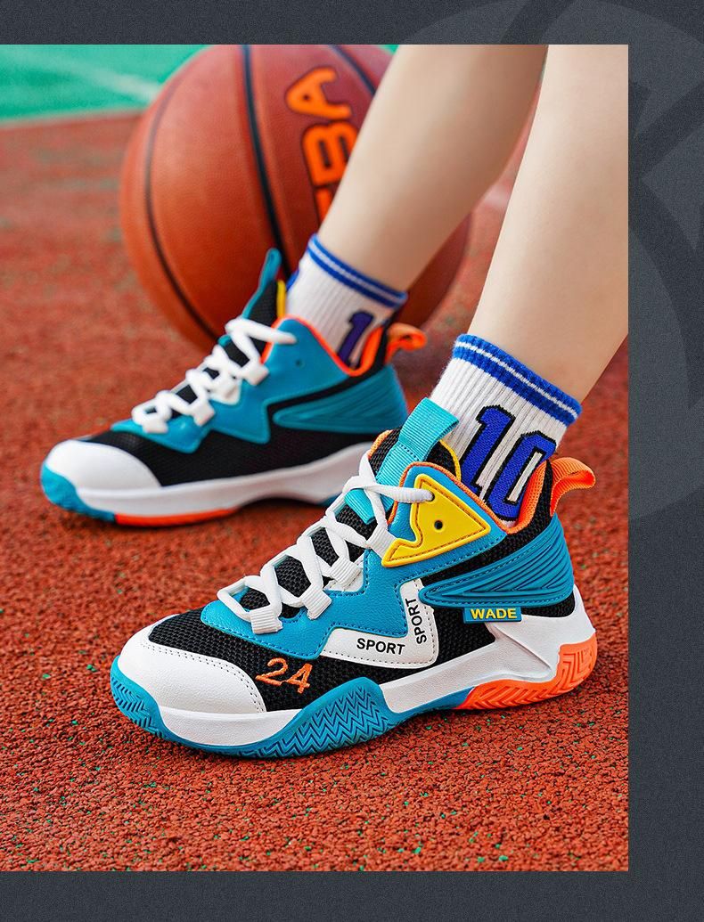 Boys Basketball Shoes Breathable Mesh Sneakers Blue