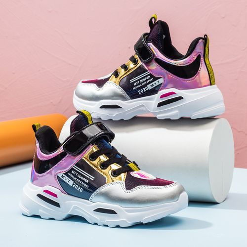 New Children's High-end Sneakers Breathable Fashion Sneakers For Girls-black And Silver