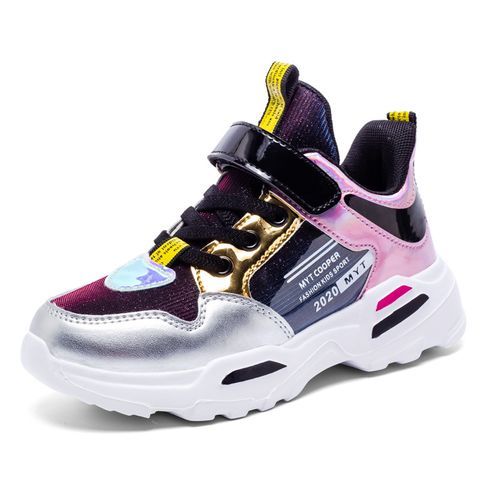 New Children's High-end Sneakers Breathable Fashion Sneakers For Girls-black And Silver