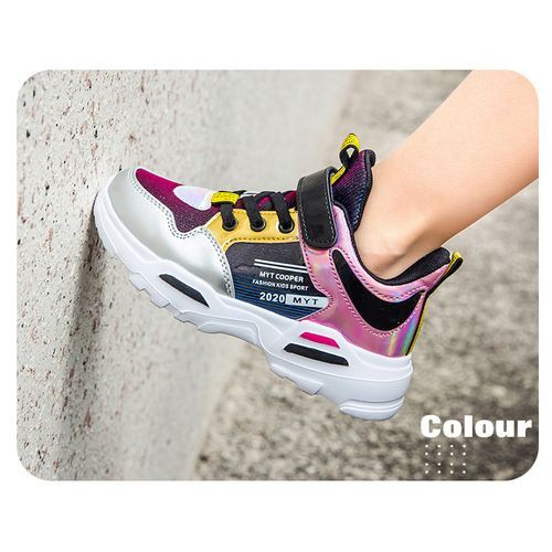 New Children's High-end Sneakers Breathable Fashion Sneakers For Girls-black And Silver