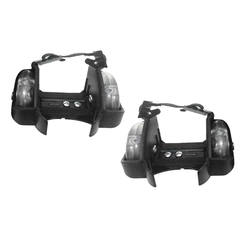 Portable Flashy Rollers Light  Heel Skates Black