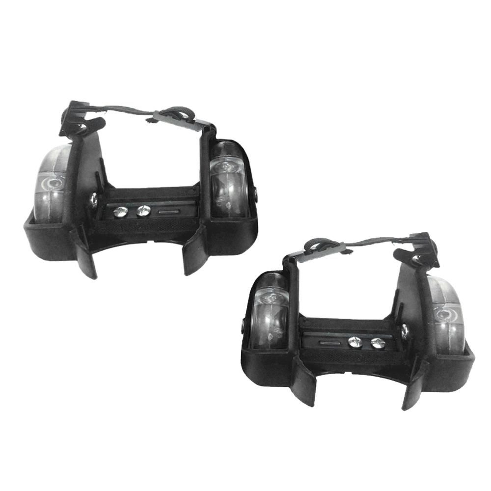 Portable Flashy Rollers Light  Heel Skates Black