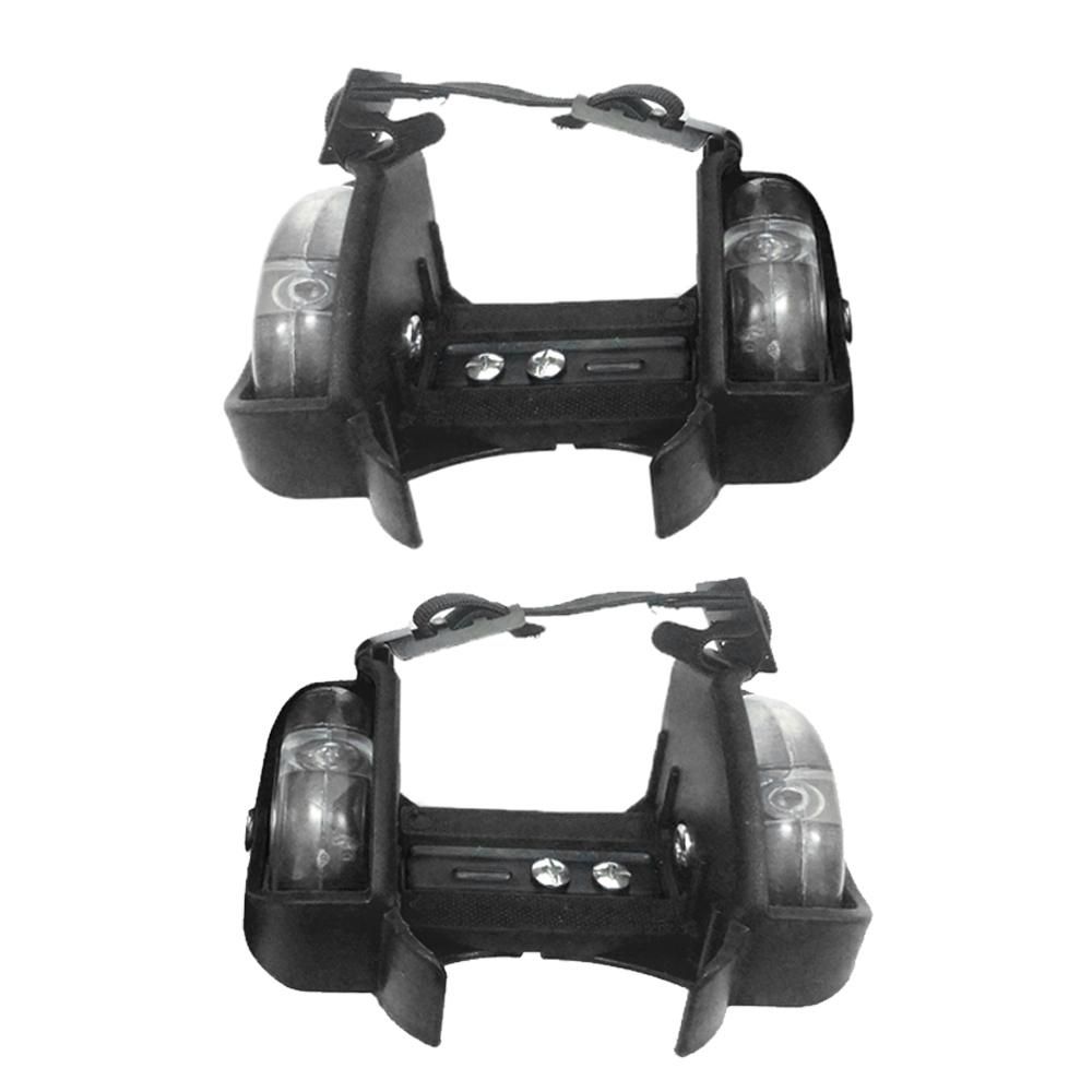 Portable Flashy Rollers Light  Heel Skates Black