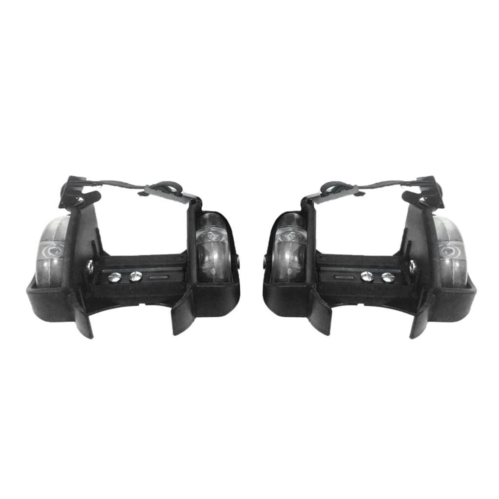 Portable Flashy Rollers Light  Heel Skates Black
