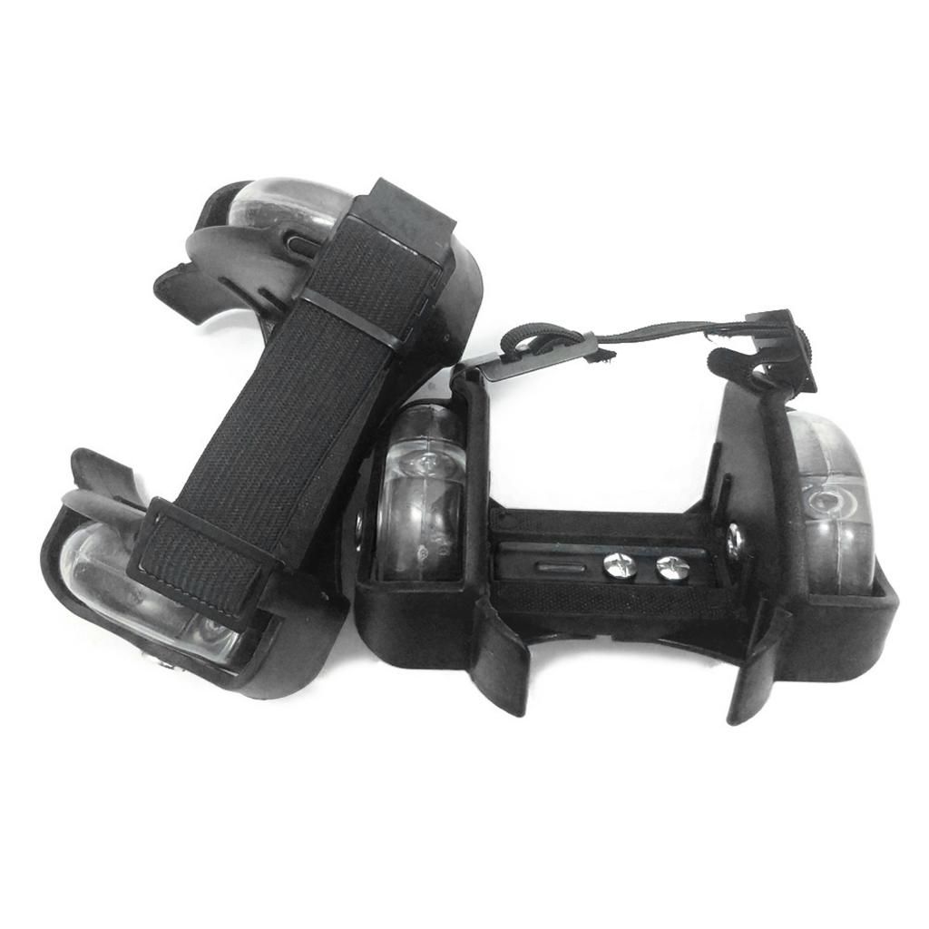 Portable Flashy Rollers Light  Heel Skates Black