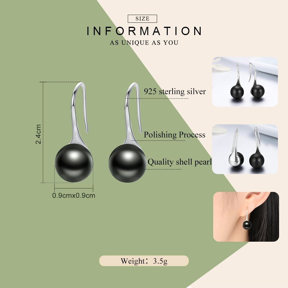 Sterling Silver Earrings, Color:Black