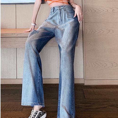Ladies Sexy High Waist Denim Pants-Light Blue L