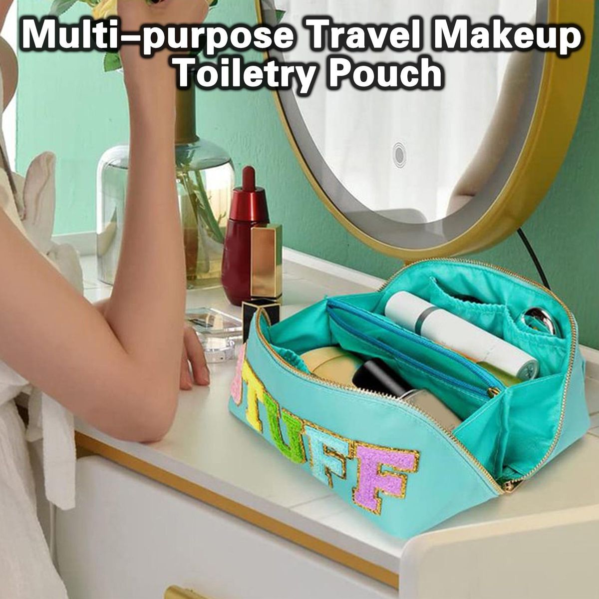 Makeup Organizer Bag Travel Wash Bag Cosmetic Organizer Pouch Green