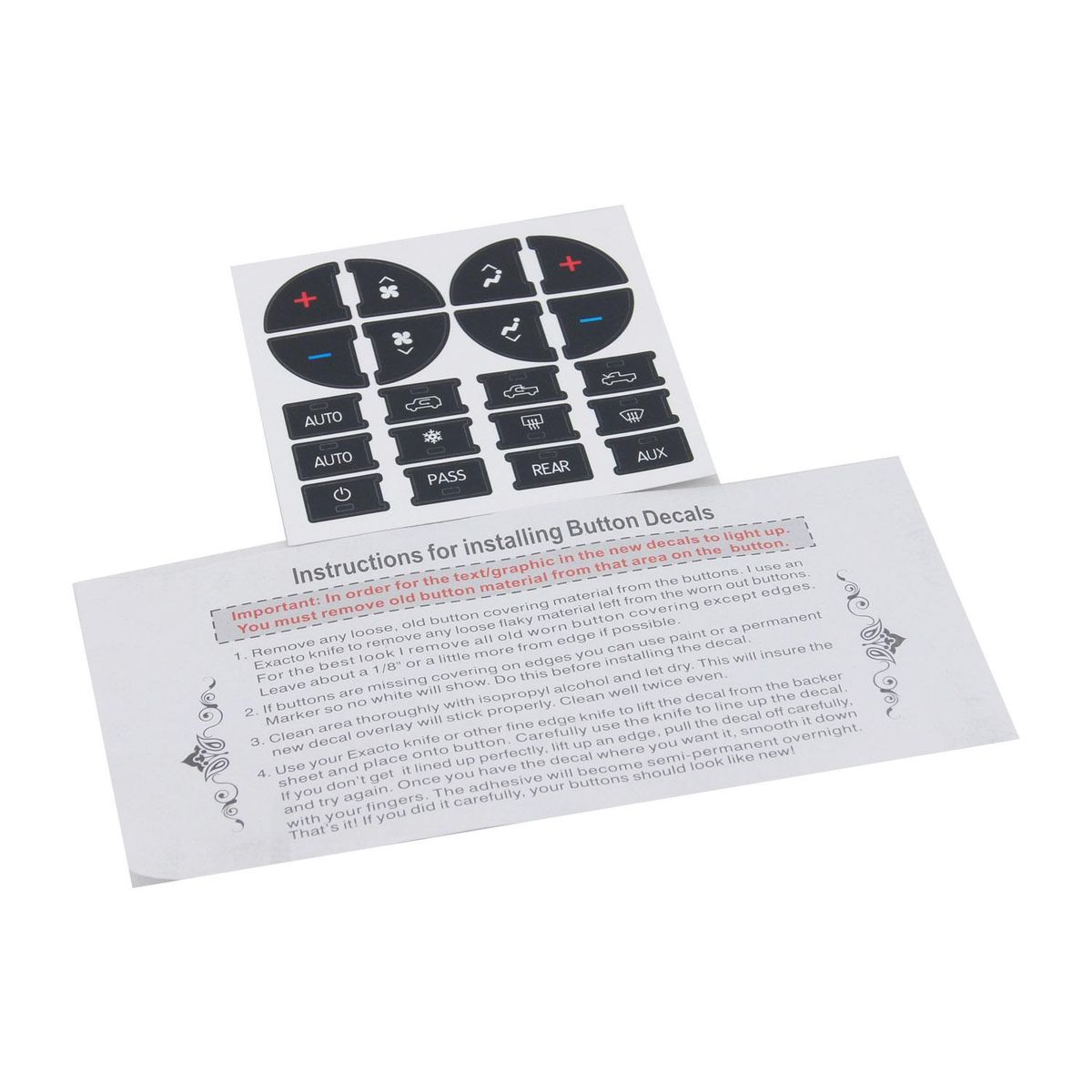 AC Dash Button Sticker Repair Kit AC Panel Decals & Radio Button Repair Decal Set Replacement for Chevrolet GMC Tahoe 2007-2015
