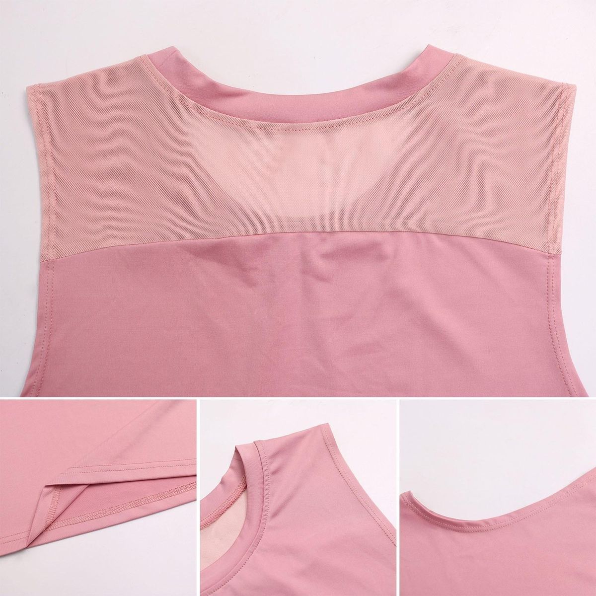 Women Workout Tank-Tops Mesh Quick Dry Stretch Loose Running Exercise Gym Yoga Tops Athletic Shirts