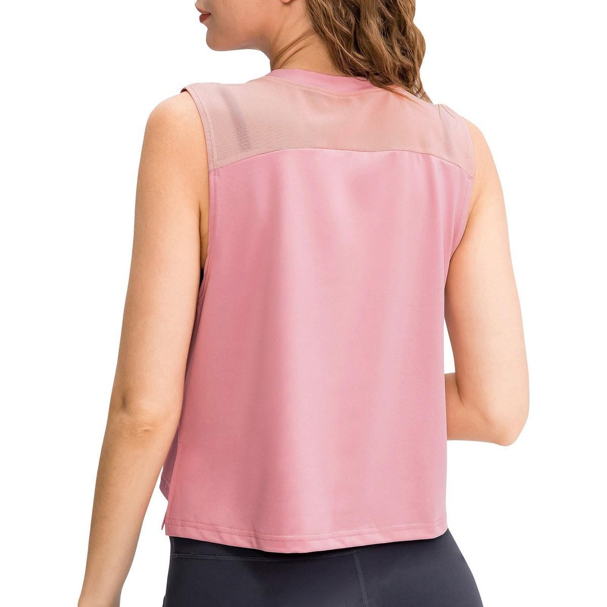 Women Workout Tank-Tops Mesh Quick Dry Stretch Loose Running Exercise Gym Yoga Tops Athletic Shirts