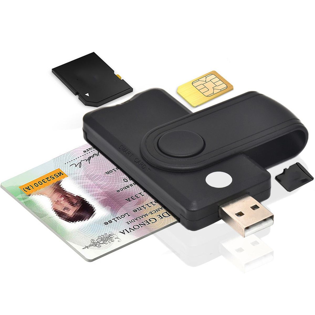 Card Reader For Windows/Linux SD/SIM Bank Cards PC Laptop Travel