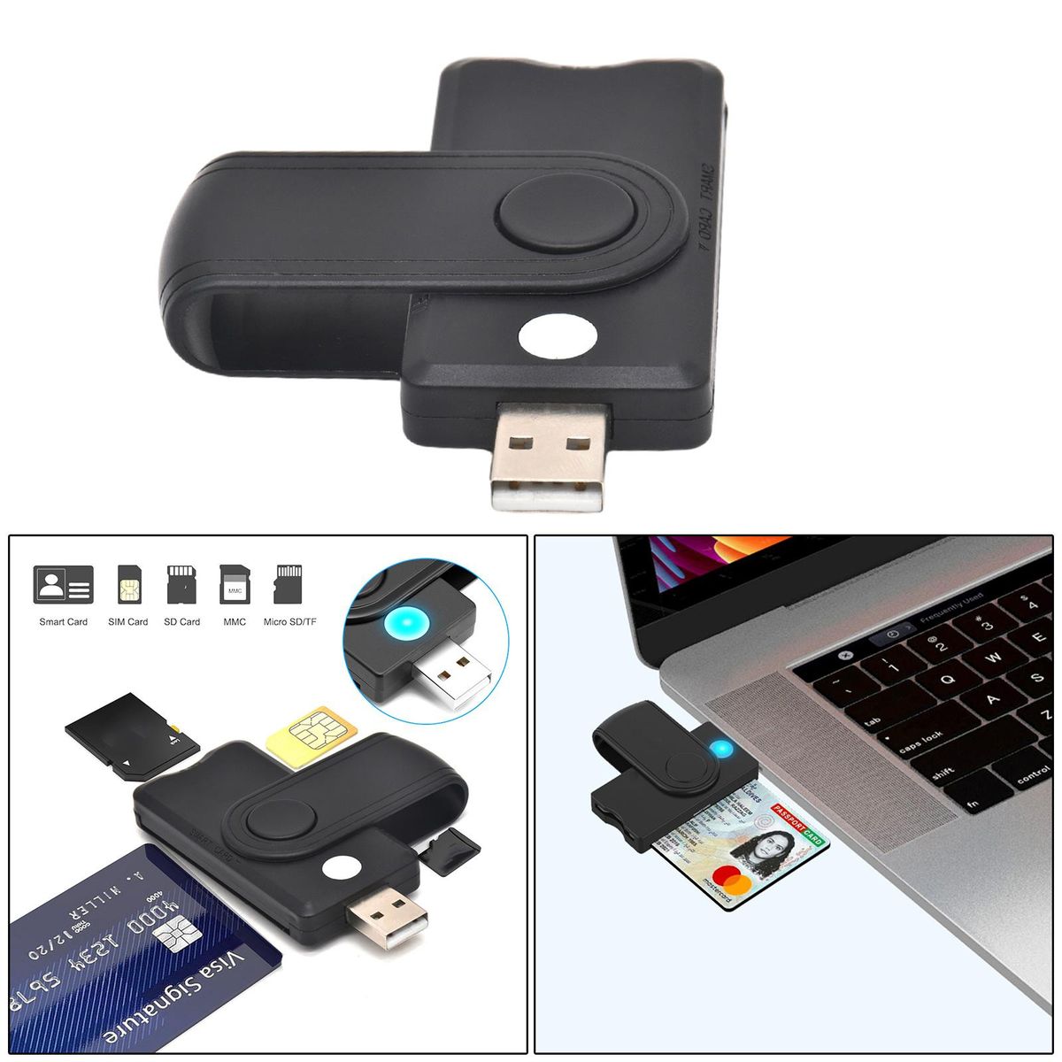 Card Reader For Windows/Linux SD/SIM Bank Cards PC Laptop Travel