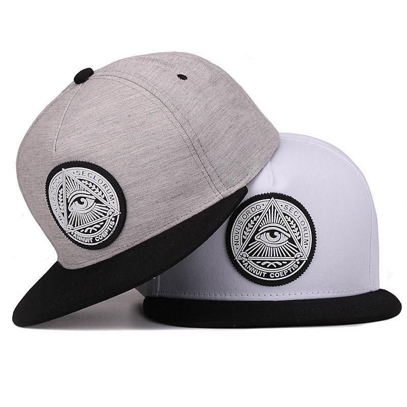 Classic 5 Panels Cotton Snapback 3d God Eyes Plastic Patch Mens Flat Brim Baseball Cap Hip Hop Hat And Cap For Men And Women Bk