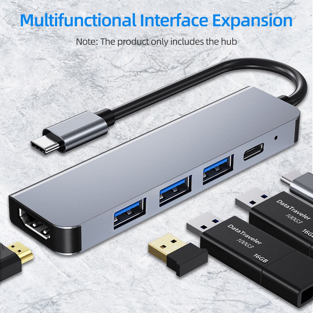 5-in-1 Type-C Hub Multifunctional Type-C Converter Aluminum