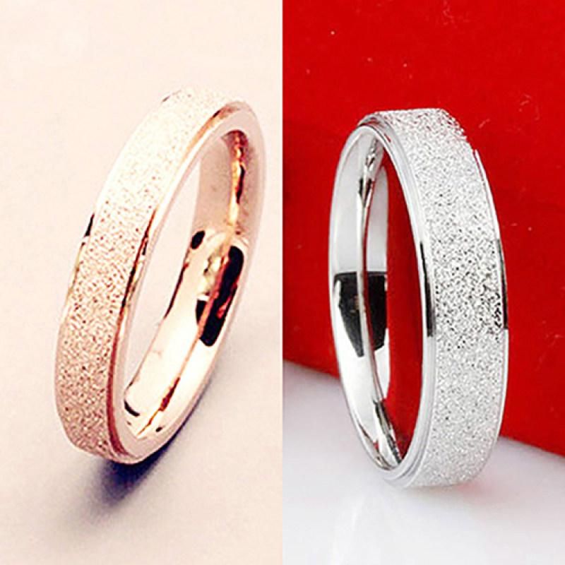 Men Women Wedding Band Ring Stainless Steel Matte-Silver