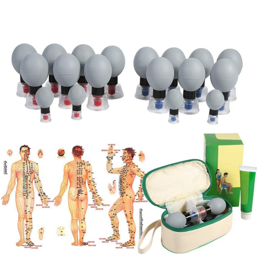 Suction & Vacuum Detox Cup Body Moxibustion Cupping Massager 18PC/12PC/8PCs Set Acupuncture Cupping Magnetic Meridian Therapy