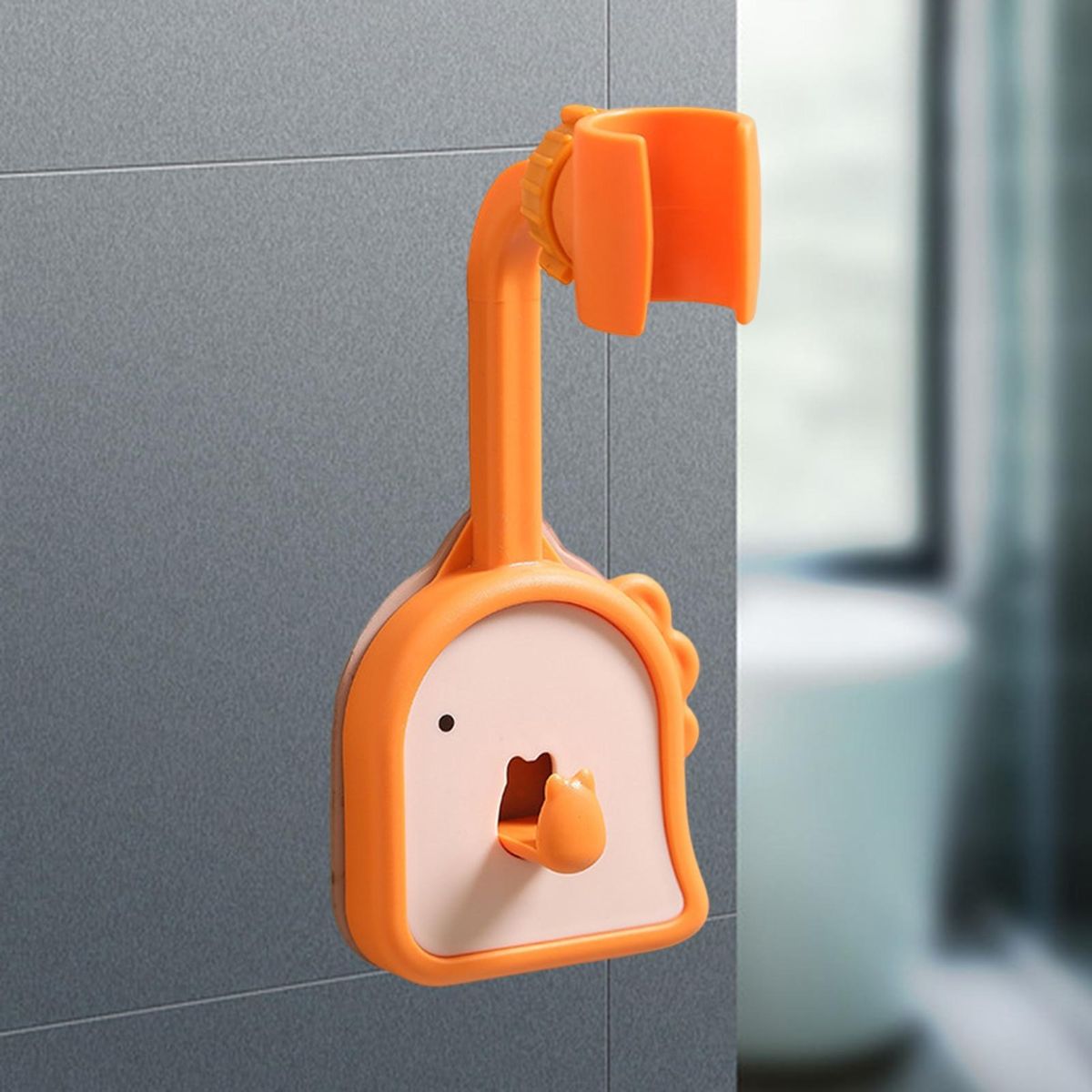 Shower Sprayer Rack Bathroom Shower Nozzle Holder with Hanging Hook Orange