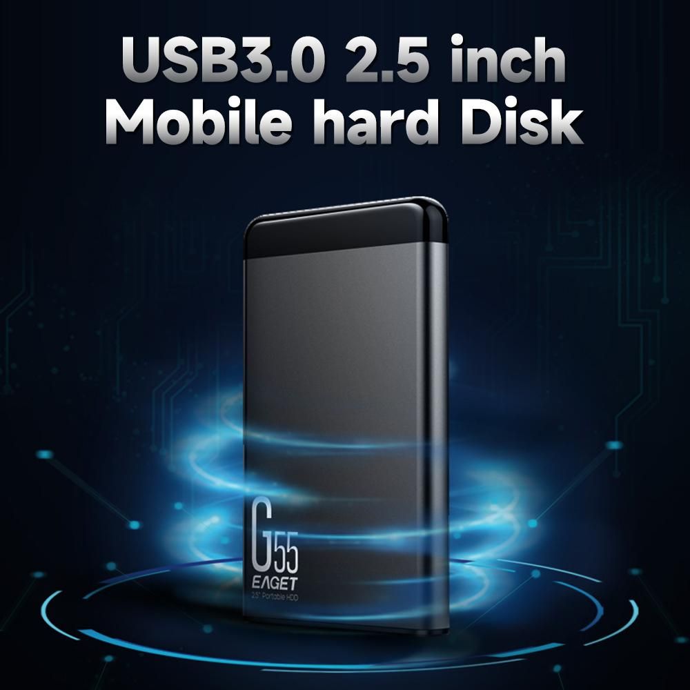 EAGET G55 2TB USB3.0 Mobile Hard Disk 2.5 inch Metal Mobile HDD High-speed Stable Shockproof Hard Drive Wide Compatibility