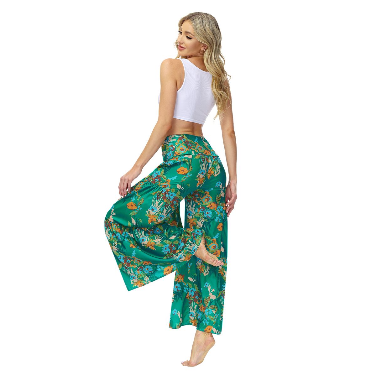 Ladies Elegant And Loose Trousers Beach Pants - Green