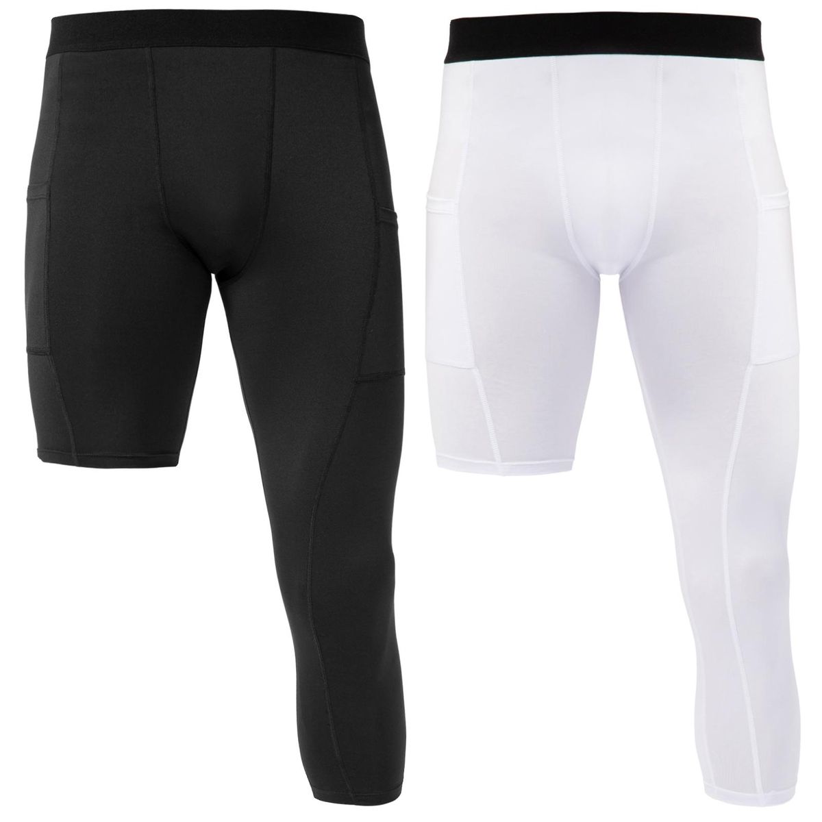 Men One Leg Tight Pants 3/4 Leggings Athletic Base Layer Men Basketball Underwear