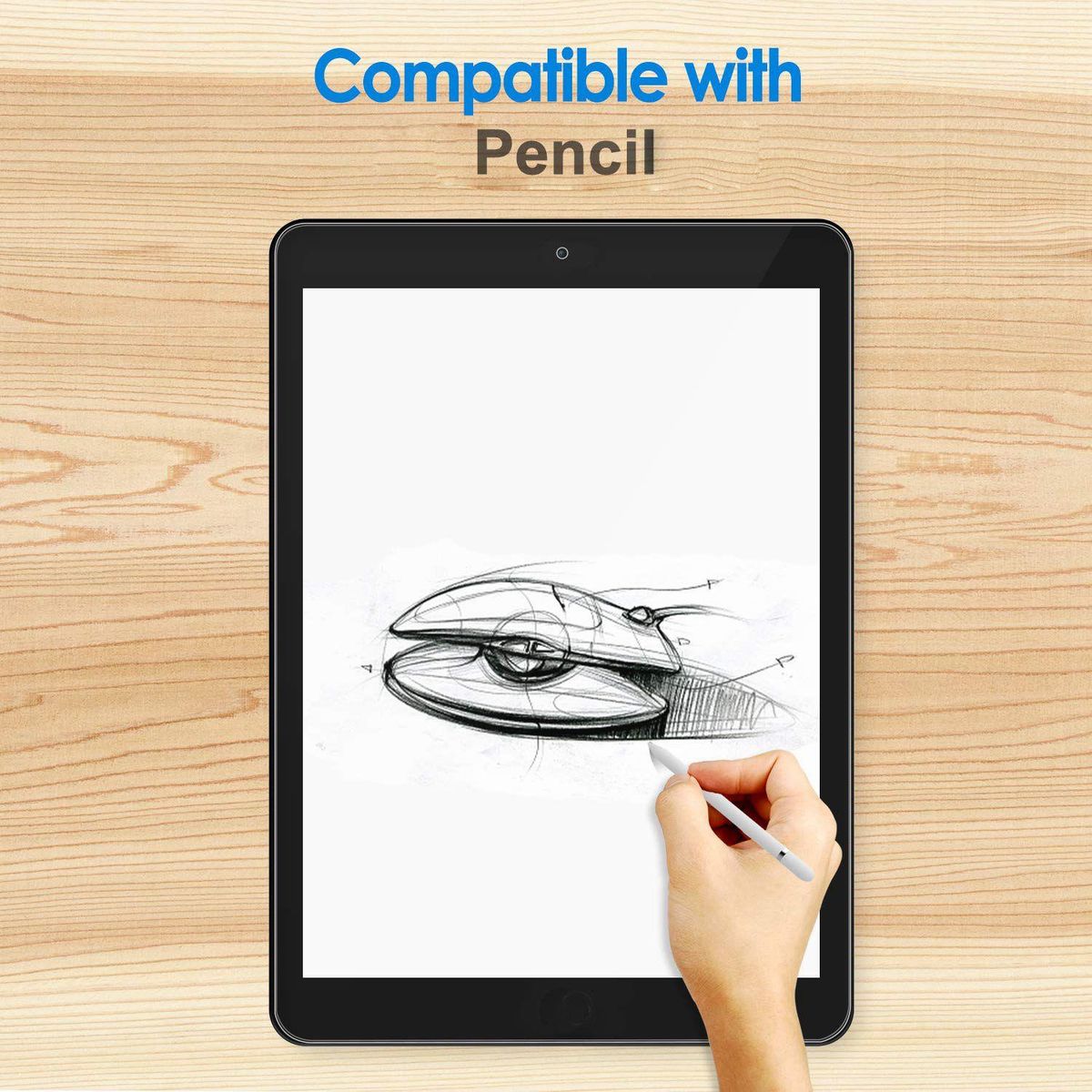 Tempered Glass Screen Protector for Apple iPad Pro 2016/2017 (12.9 Inches), 9H Hardness (Right Angle Side)