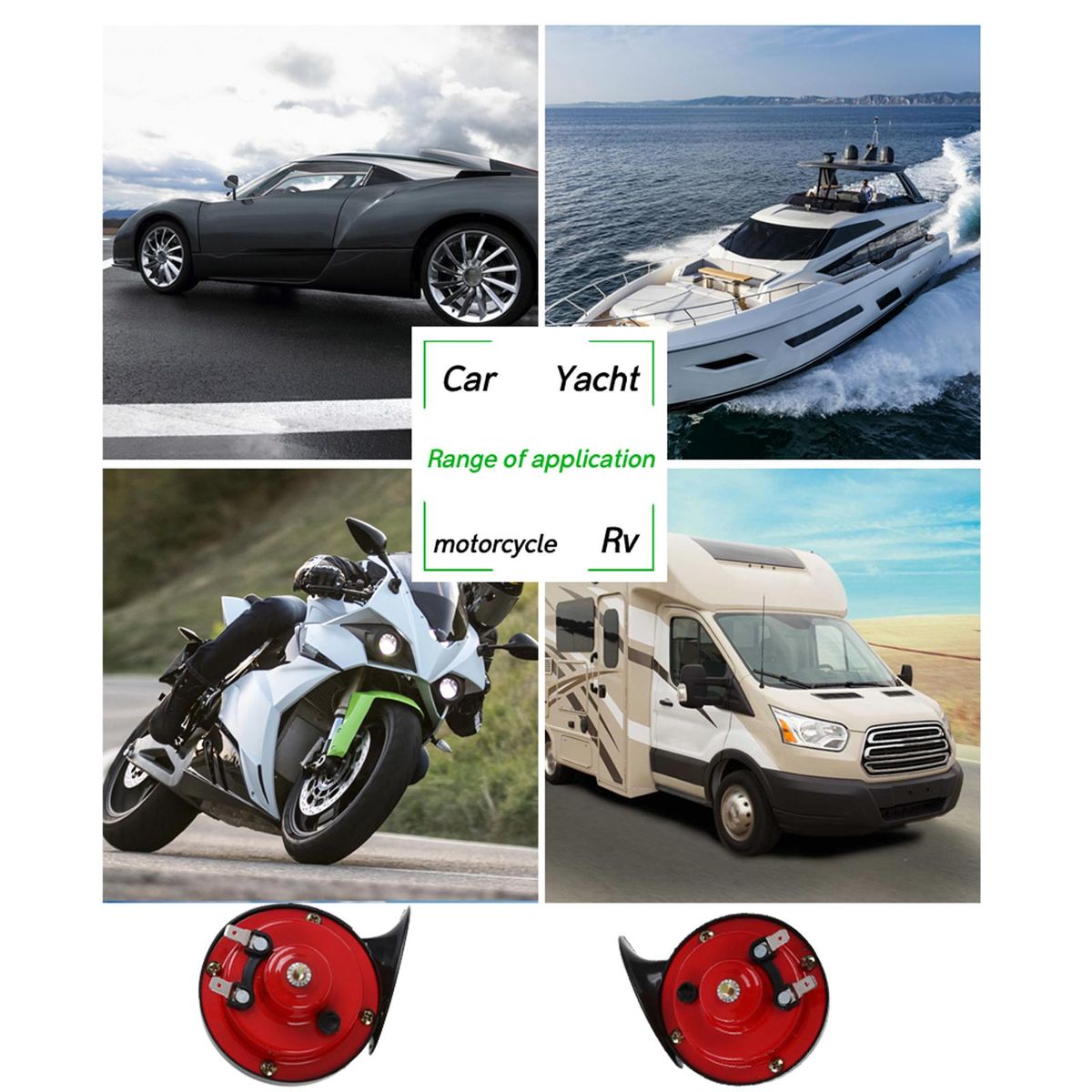 2PCS 24V Universal Double Tone Horn Car Motorcycle Air Horn Loud Electric Snail Horn Waterproof Horn High/Low Tune