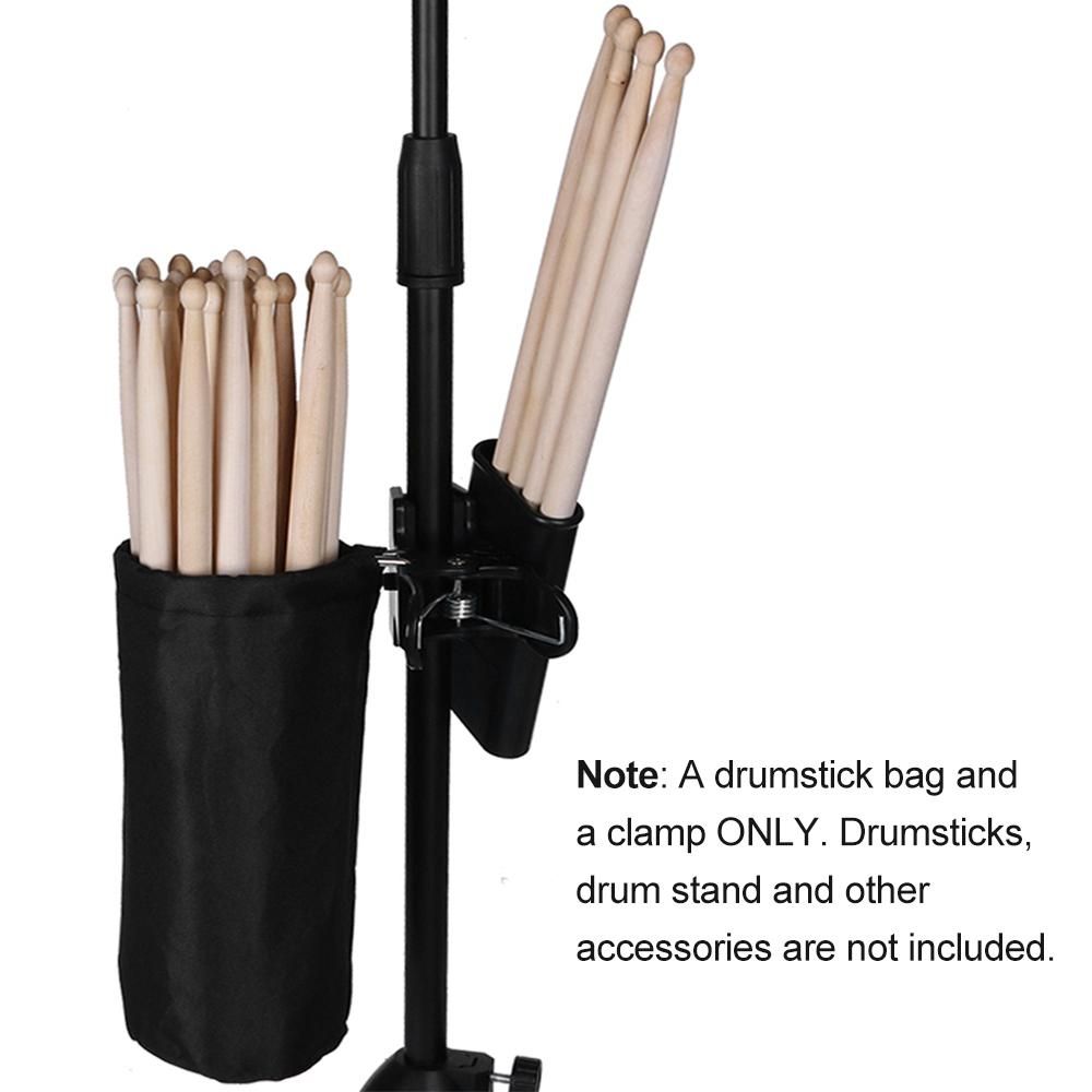 Drumstick Holder for Drum Set Clamp on Drum Stick Storage Bag Oxford Cloth Large Capacity Clip on Drumsticks Container for up to 8 Pairs