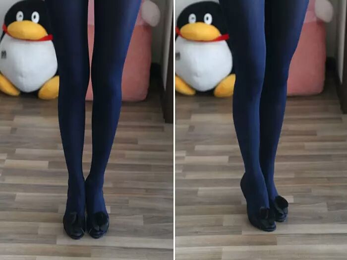 Sexy Blue Pop Socks Nude Pantyhose Leggings