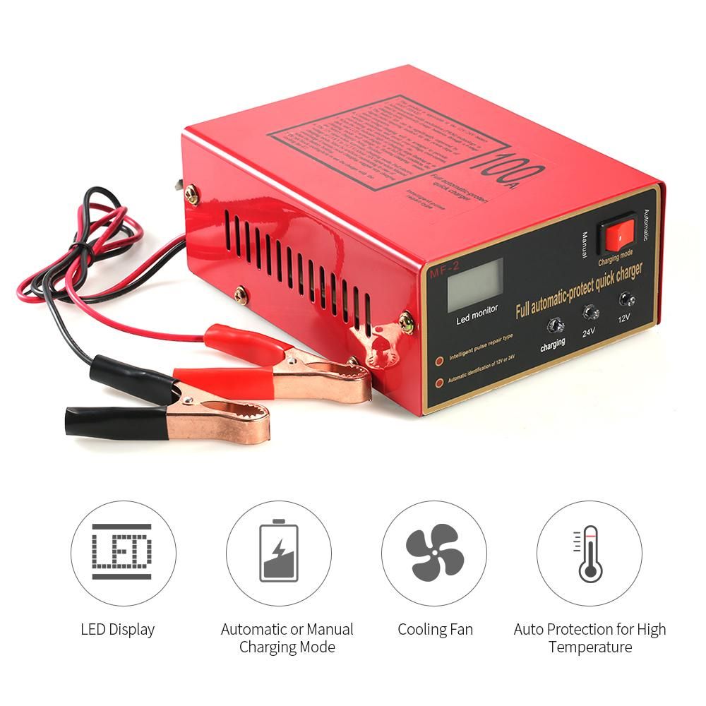 12V/24V Intelligent Automatic LED Charger Pulse Repair Type Maintainer for Lead Acid Battery and Lithium Battery 140W AC220V