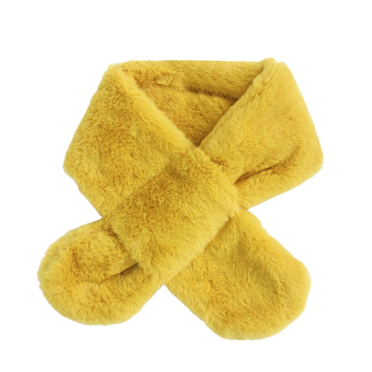 Furry Scarf Wrap Children Winter Thickened Fleece Warm Neck Scarf Yellow